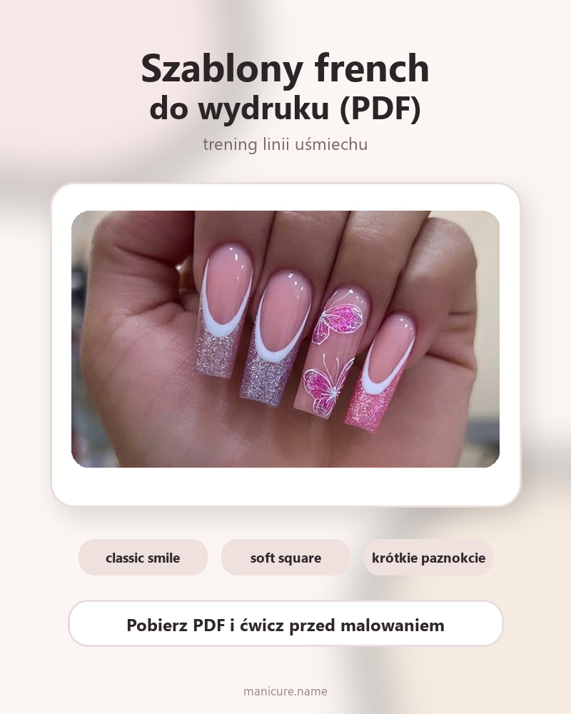 Szablony french do wydruku PDF — trening linii uśmiechu