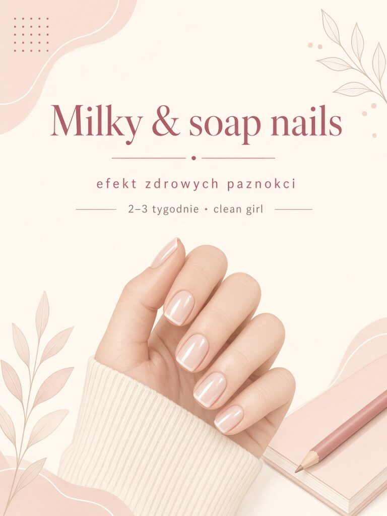 Milky i soap nails — półprzezroczysty mleczny look na krótkich paznokciach