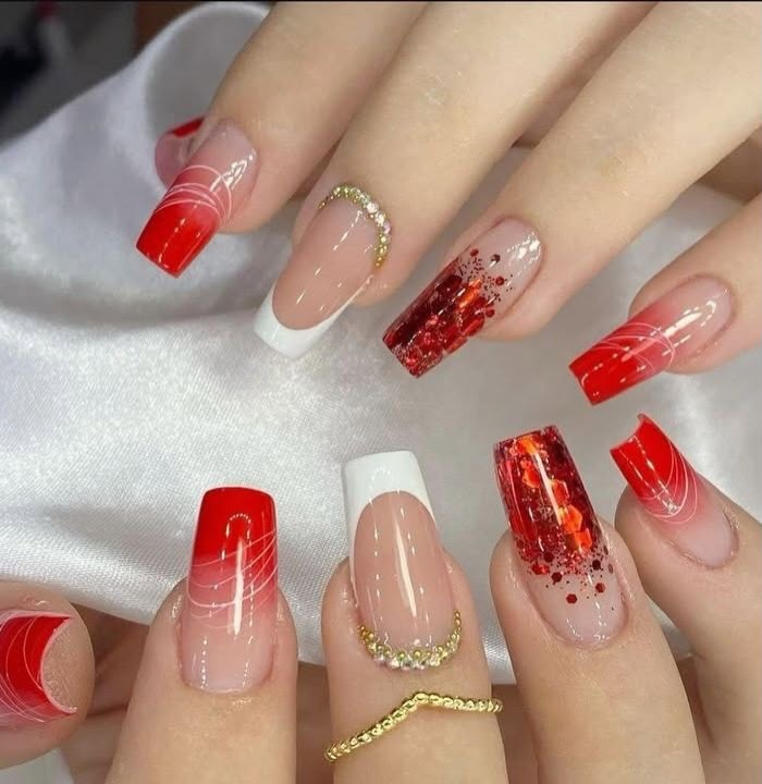 Eksplozja emocji: czerwono-biały manicure!