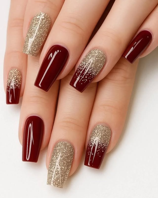 Złoto i wino: idealne połączenie na Twoich paznokciach