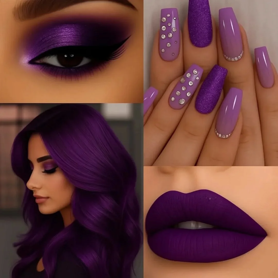 Fioletowy szyk na końcówkach palców